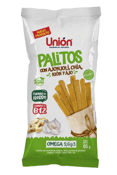 Palitos con ajonjolí, chía, kion y ajo